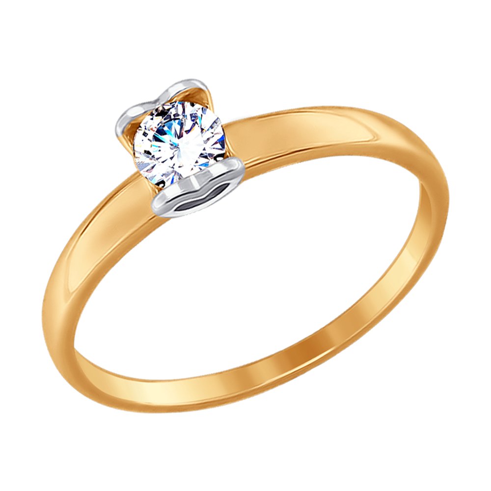 Золотое помолвочное кольцо SOKOLOV с фианитом 017480