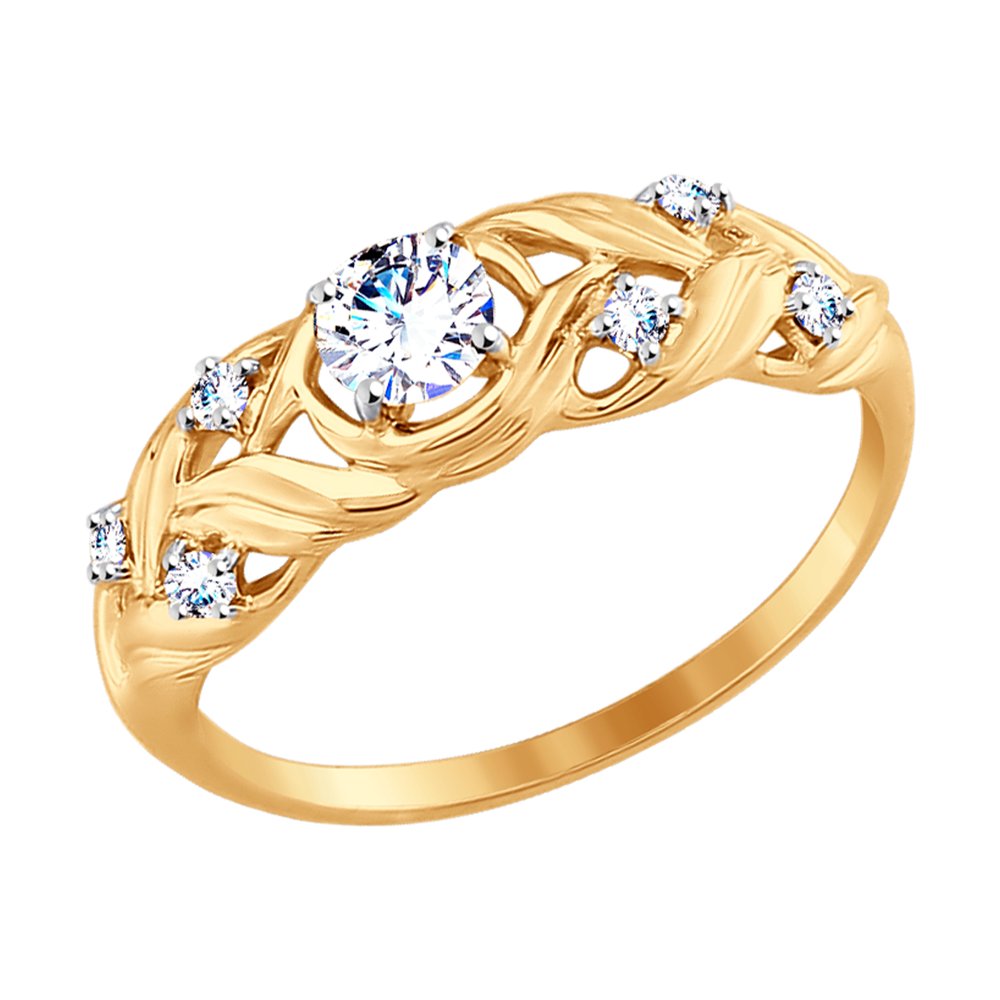 Золотое кольцо SOKOLOV 017528 с фианитом
