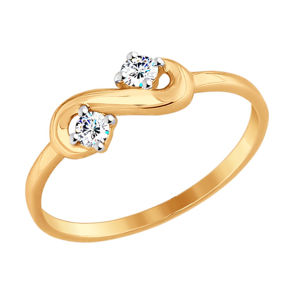 Золотое кольцо SOKOLOV 017555 с фианитом