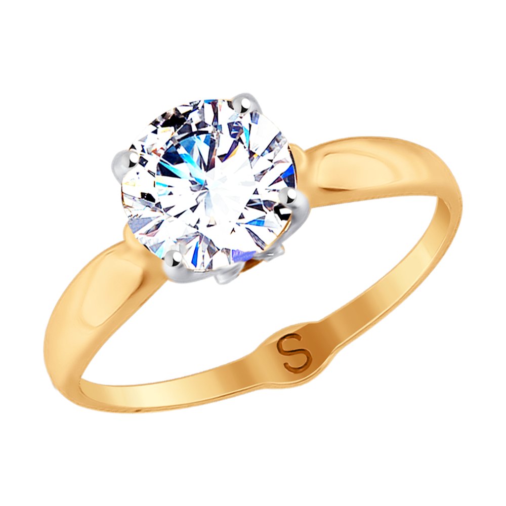 SOKOLOV, кольцо из желтого золота с фианитами, 017852-2, 585 проба