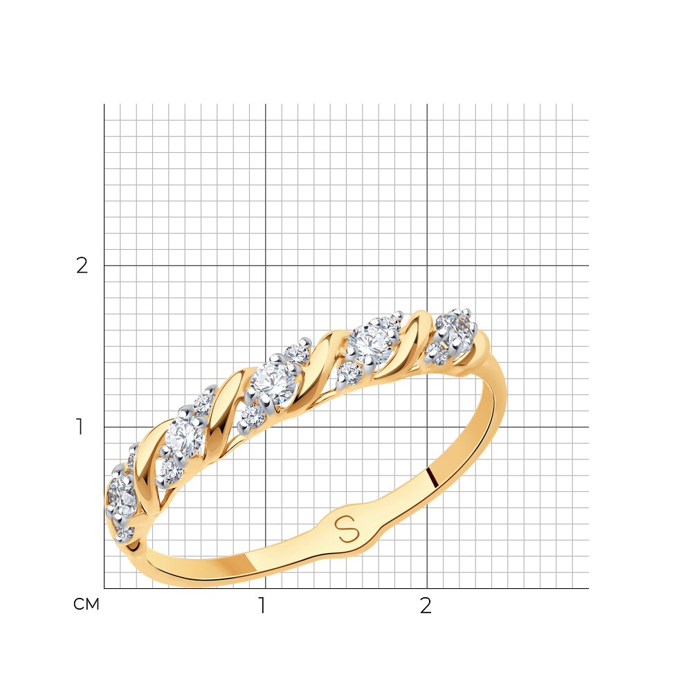 Золотое кольцо SOKOLOV 017852 с фианитом