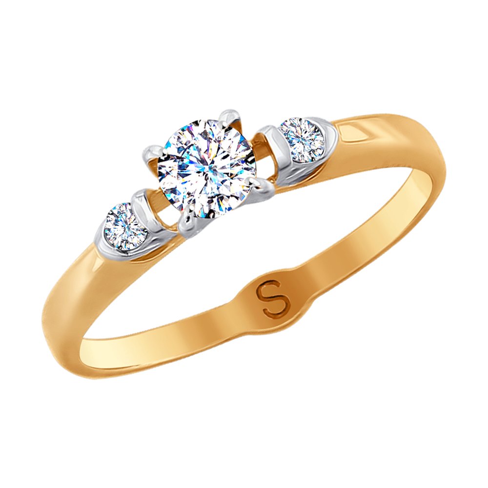 Золотое кольцо SOKOLOV 017973 с фианитом