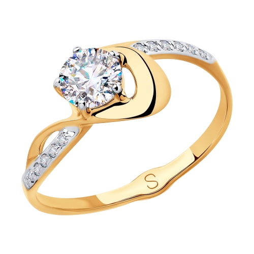Золотое кольцо SOKOLOV 018102 с фианитом