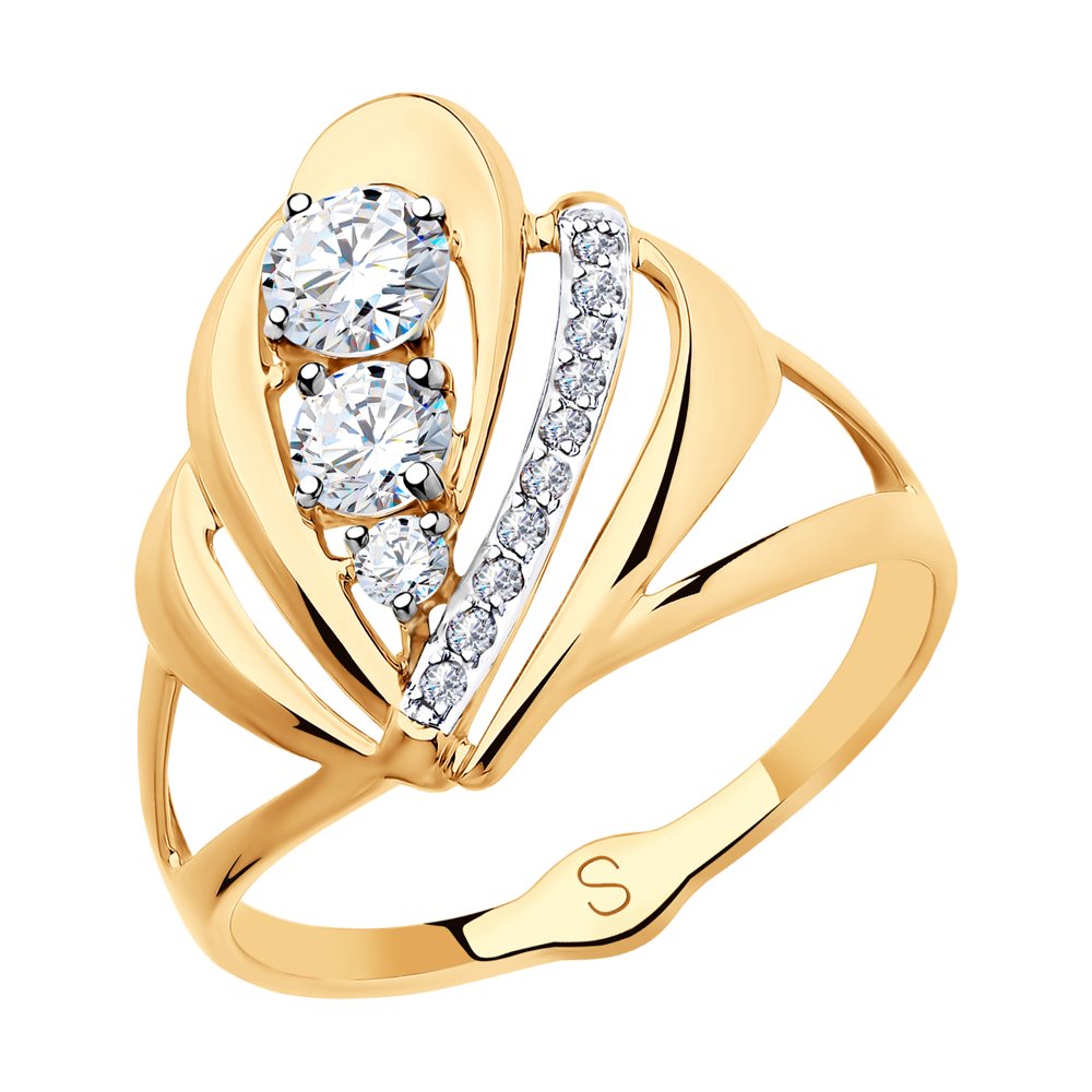 Золотое кольцо SOKOLOV 018119 с фианитом