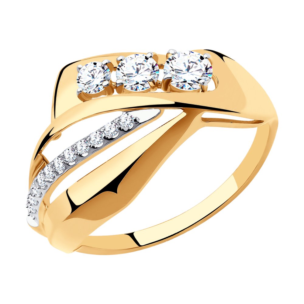 Кольцо Соколов с 5 фианитами золотое кольцо