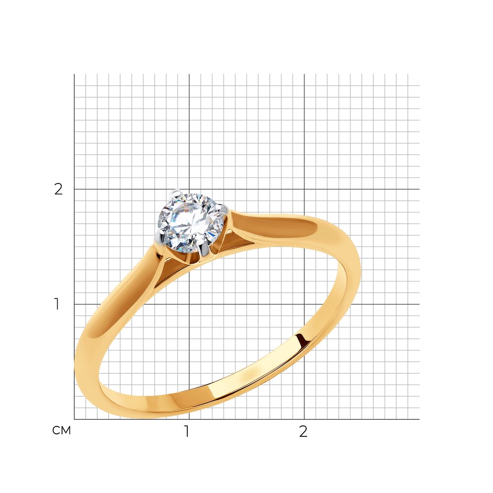 Золотое помолвочное кольцо SOKOLOV с фианитом 018592