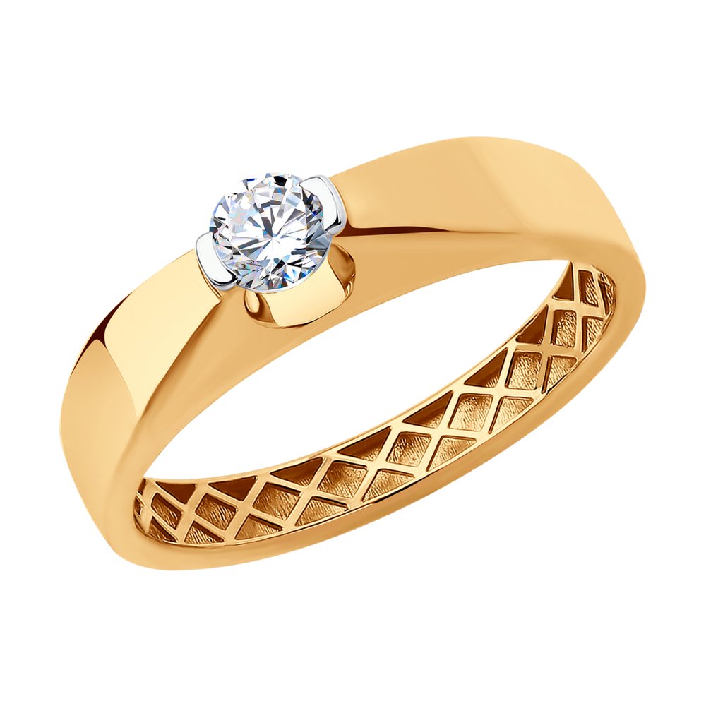 Золотое помолвочное кольцо SOKOLOV с фианитом 018769