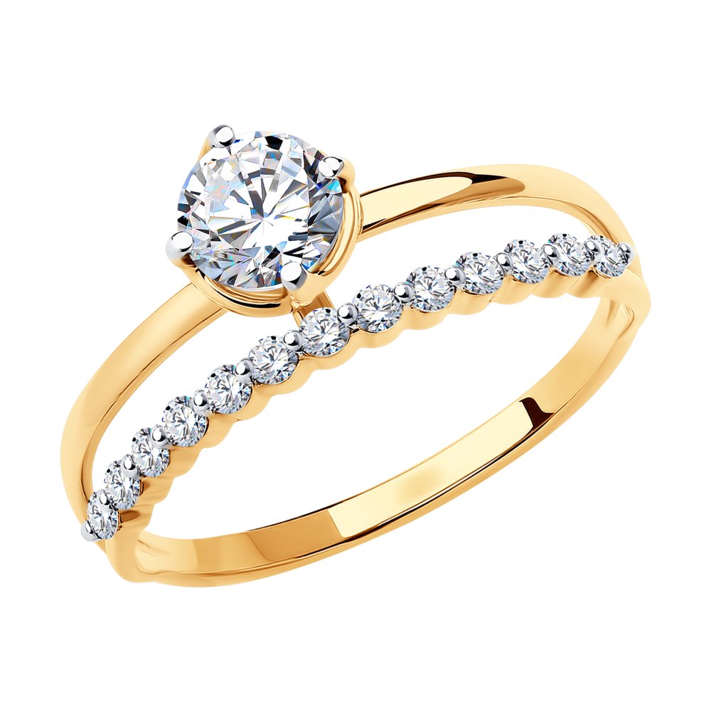 Золотое кольцо SOKOLOV с фианитом 018780