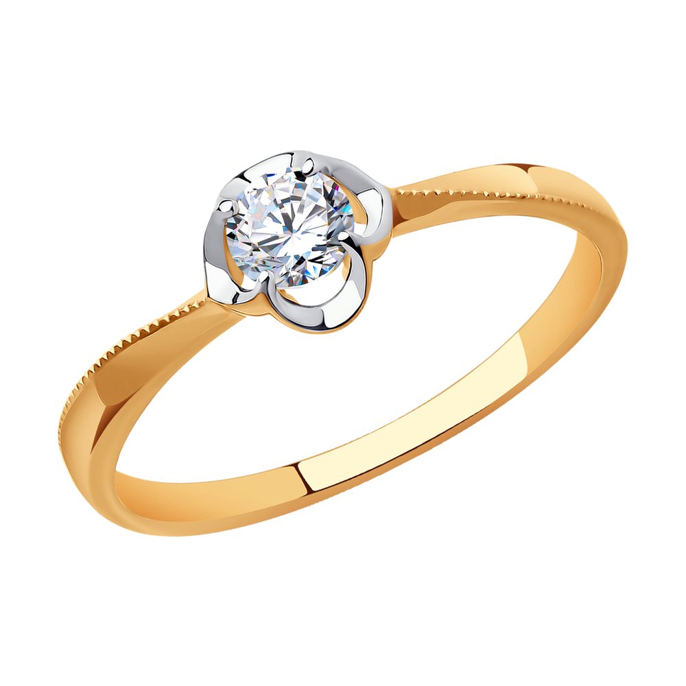 Золотое помолвочное кольцо SOKOLOV с фианитом 018812