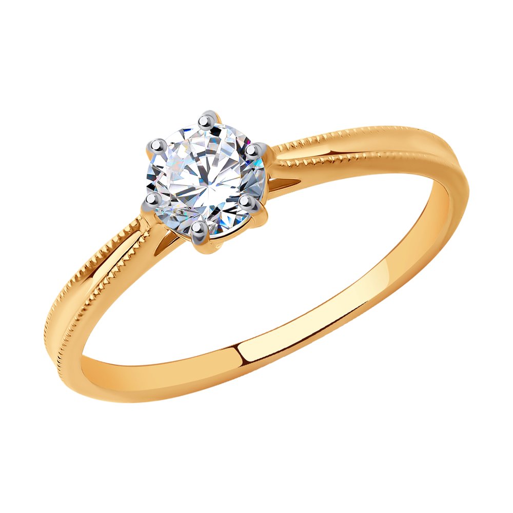 Золотое помолвочное кольцо SOKOLOV с фианитом 018817