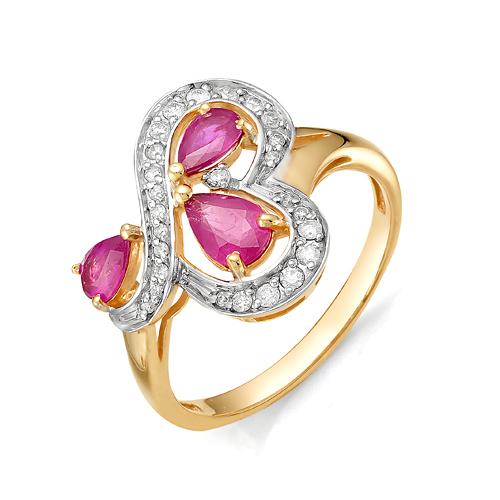 Золотое кольцо Мастер Бриллиант 01M1-106-138-03 с бриллиантом и рубином
