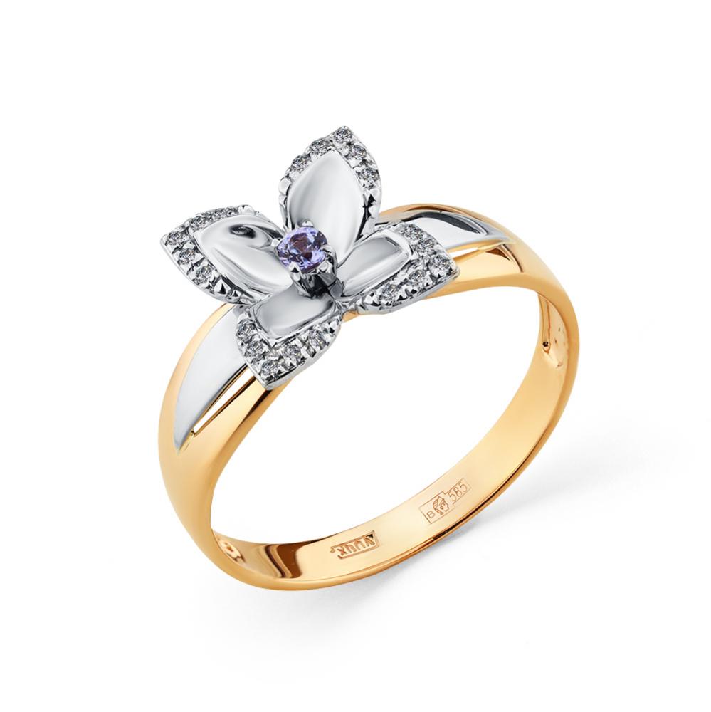 Золотое кольцо Мастер Бриллиант 01M1-408364-00-31 с бриллиантом и танзанитом