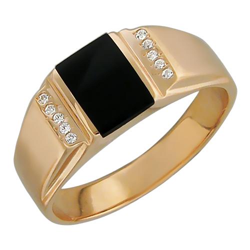 Золотое кольцо ТД Эстет 01Т411608 с фианитом и ониксом