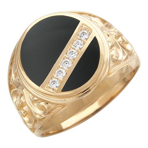 Золотое кольцо ТД Эстет 01Т415224 с фианитом и ониксом