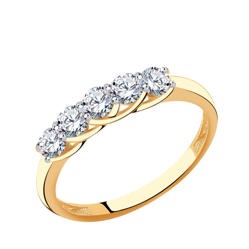 Золотое кольцо Золотые узоры 04-51-0003-00 с цирконием