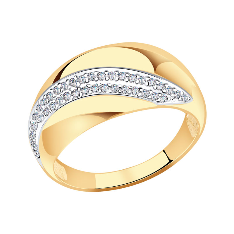 Золотое кольцо Золотые узоры 04-51-0008-00 с цирконием
