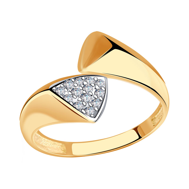 Золотое кольцо Золотые узоры 04-51-0010-00 с цирконием