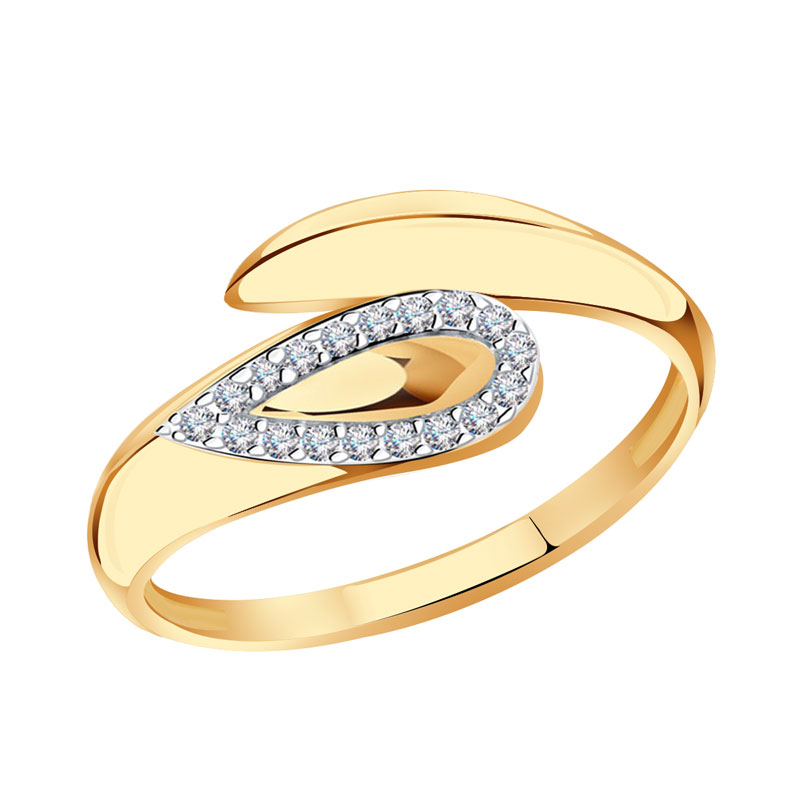 Золотое кольцо Золотые узоры 04-51-0011-00 с цирконием