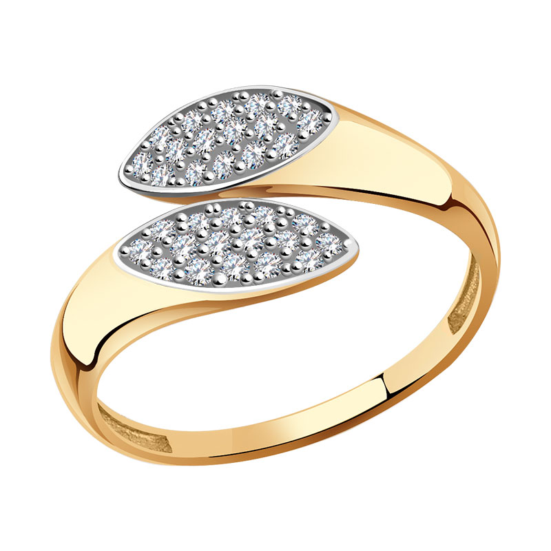 Золотое кольцо Золотые узоры 04-51-0012-00 с цирконием