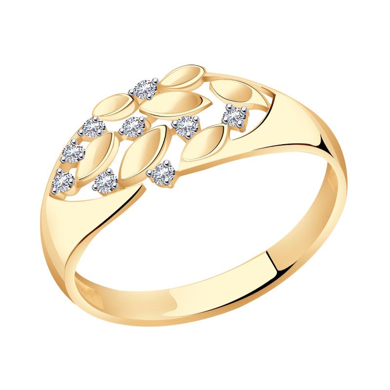 Золотое кольцо Золотые узоры 04-51-0035-00 с цирконием