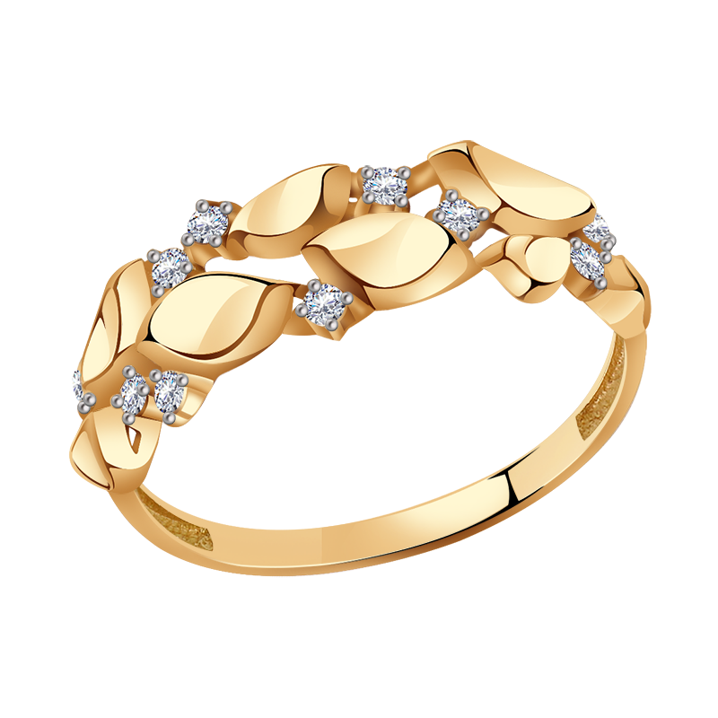 Золотое кольцо Золотые узоры 04-51-0036-00 с цирконием