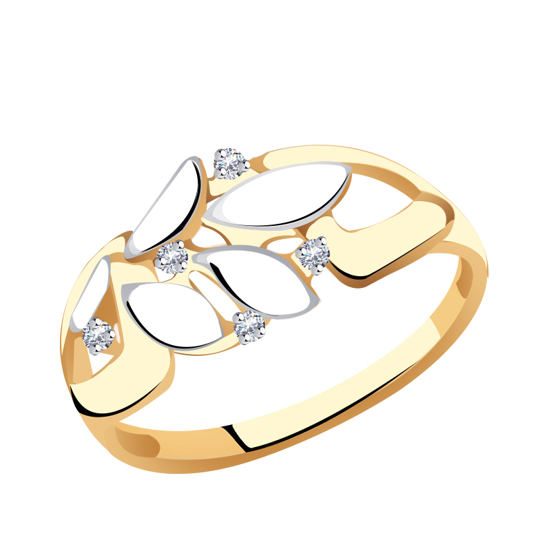 Золотое кольцо Золотые узоры 04-51-0039-00 с цирконием