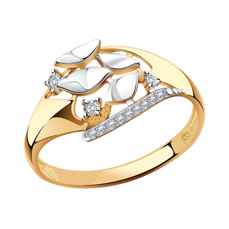 Золотое кольцо Золотые узоры 04-51-0041-00 с цирконием