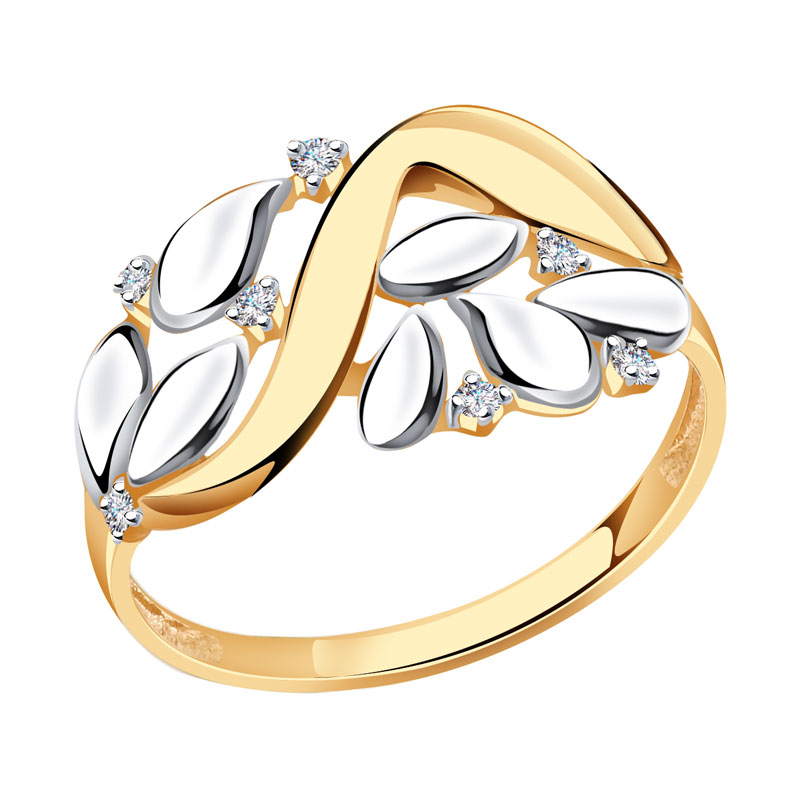 Золотое кольцо Золотые узоры 04-51-0042-00 с цирконием