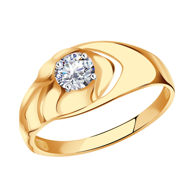Золотое кольцо Золотые узоры 04-51-0084-01 с цирконием