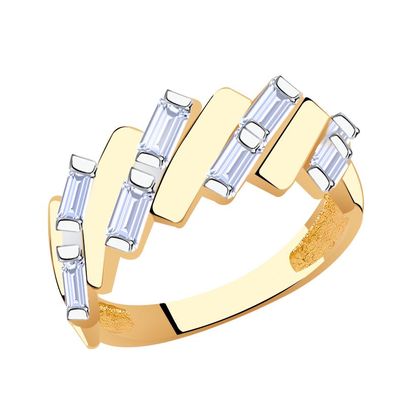 Золотое кольцо Золотые узоры 04-61-0002-00 с цирконием