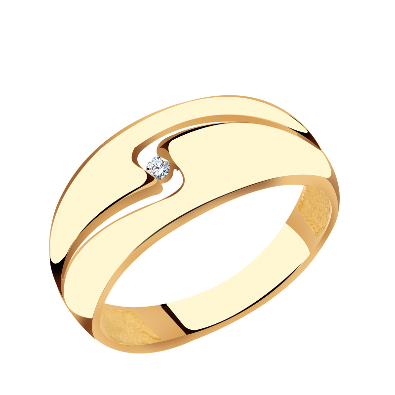 Золотое кольцо Золотые узоры 04-61-0015-00 с цирконием