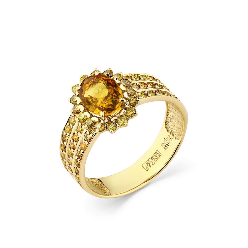 Кольцо из лимонного золота Мастер Бриллиант 06M1-107-640-55 с бриллиантом и сапфиром