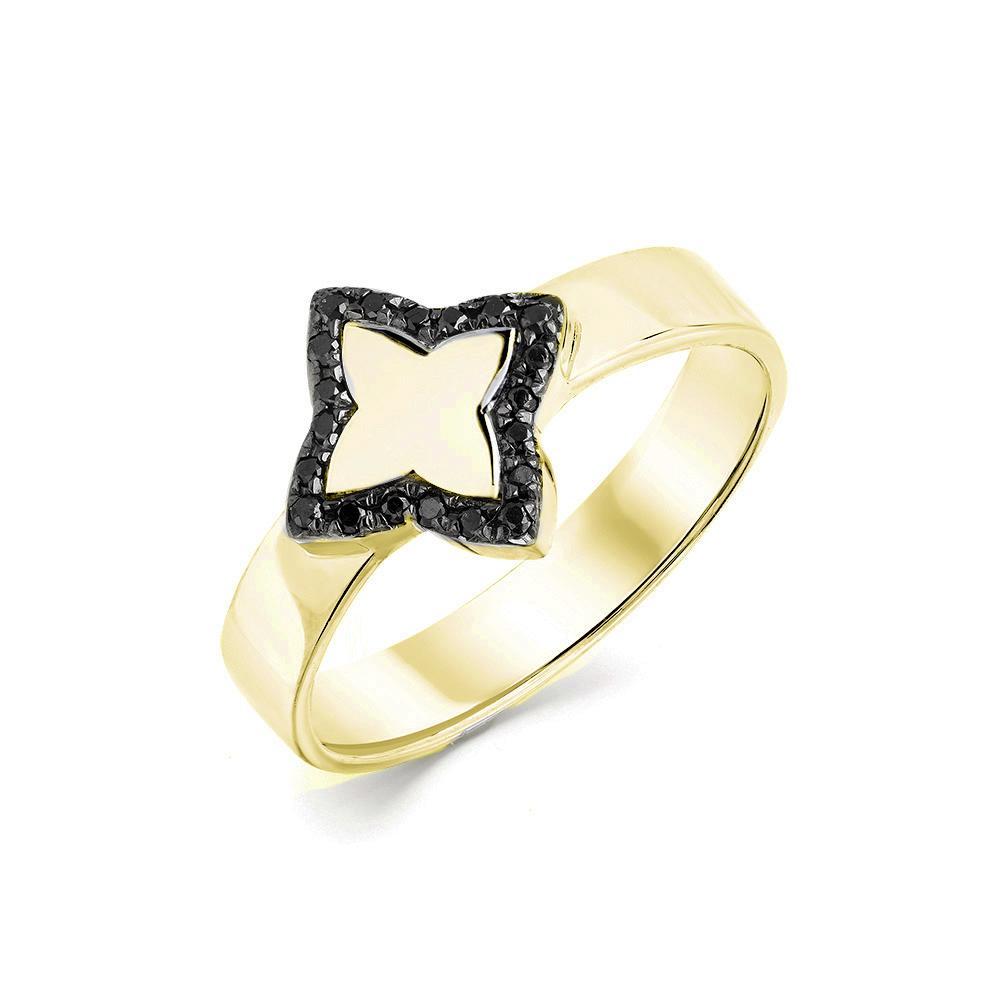 Кольцо из лимонного золота Мастер Бриллиант 06M1-308013-01-48 с чёрным бриллиантом