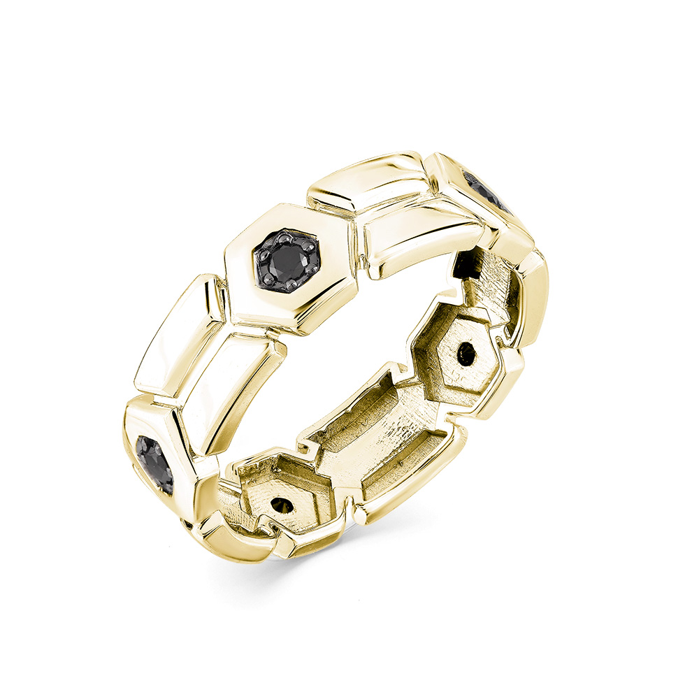 Кольцо из лимонного золота Мастер Бриллиант 06M1-308172-00-48 с чёрным бриллиантом