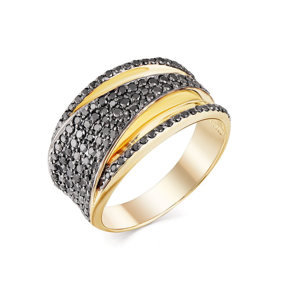 Кольцо из лимонного золота Мастер Бриллиант 06M1-308247-00-48 с чёрным бриллиантом