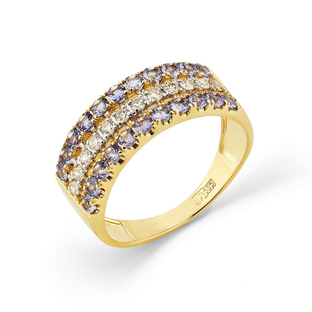 Кольцо из лимонного золота Мастер Бриллиант 06M1-308395-00-31 с бриллиантом и танзанитом