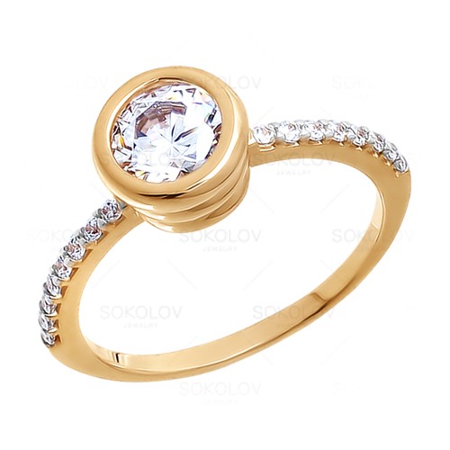 Золотое кольцо SOKOLOV 081010039 с фианитом