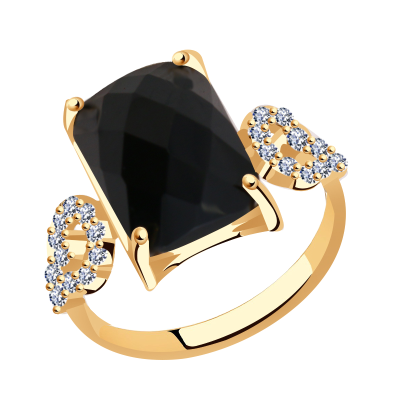 Золотое кольцо ТД Эстет 0РК410161-1 с фианитом и агатом