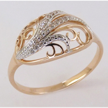 Золотое кольцо Золотые узоры 1-3995 с фианитом