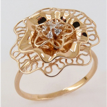 Золотое кольцо Золотые узоры 1-4209 с фианитом