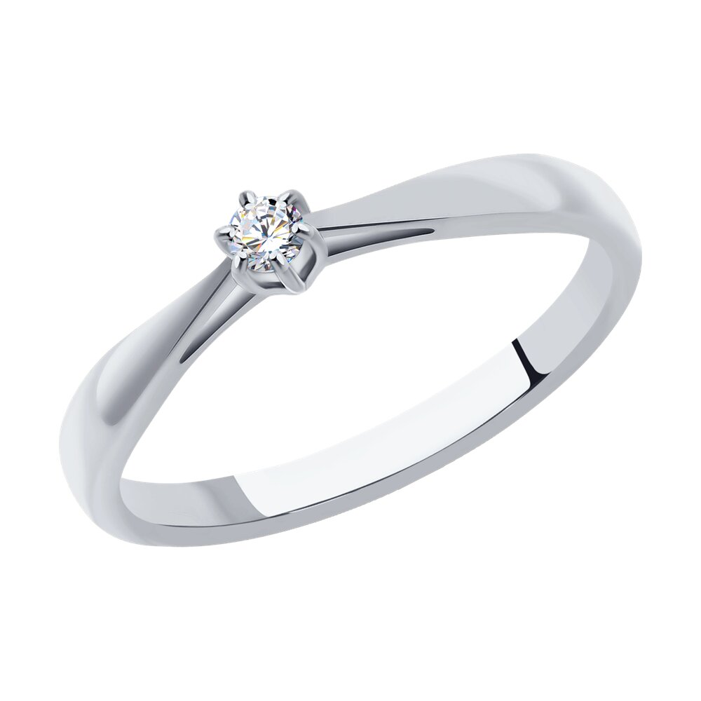 Помолвочное кольцо из белого золота SOKOLOV с бриллиантом 1011346