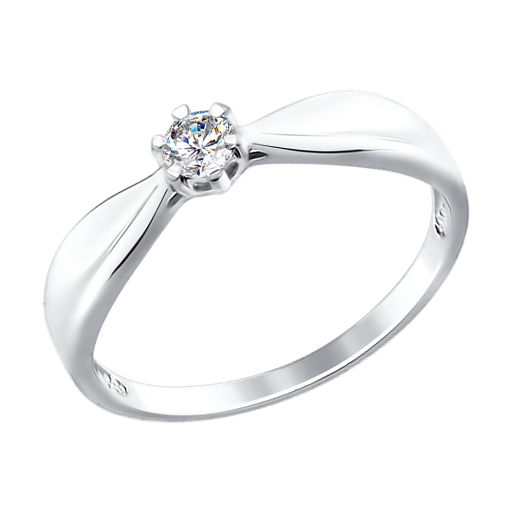 Помолвочное кольцо из белого золота SOKOLOV с бриллиантом 1011577