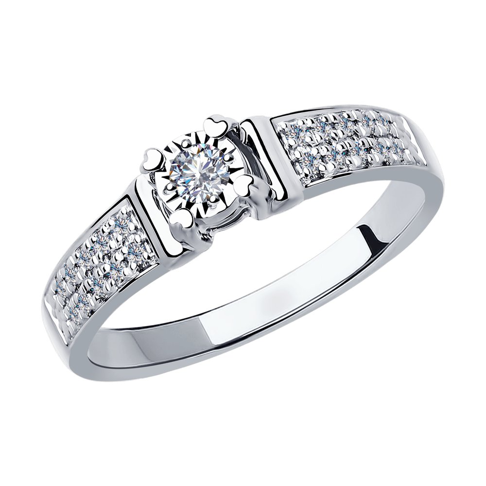 Помолвочное кольцо из белого золота SOKOLOV с бриллиантом 1011801