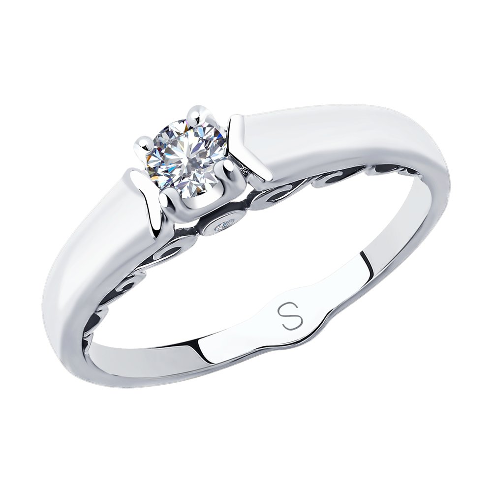 Помолвочное кольцо из белого золота SOKOLOV с бриллиантом 1011854