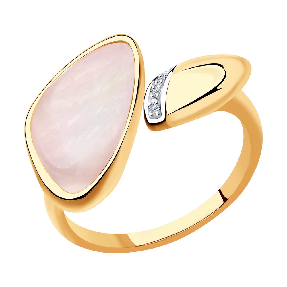 Золотое кольцо SOKOLOV 1011884-7 с бриллиантом и перламутром