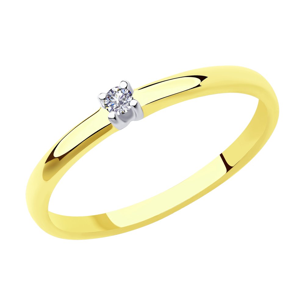 Помолвочное кольцо из лимонного золота SOKOLOV с бриллиантом 1011906-2