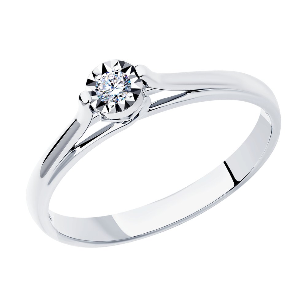 Помолвочное кольцо из белого золота SOKOLOV с бриллиантом 1012170-3