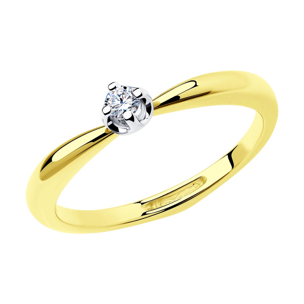 Помолвочное кольцо из лимонного золота SOKOLOV с бриллиантом 1012172-2