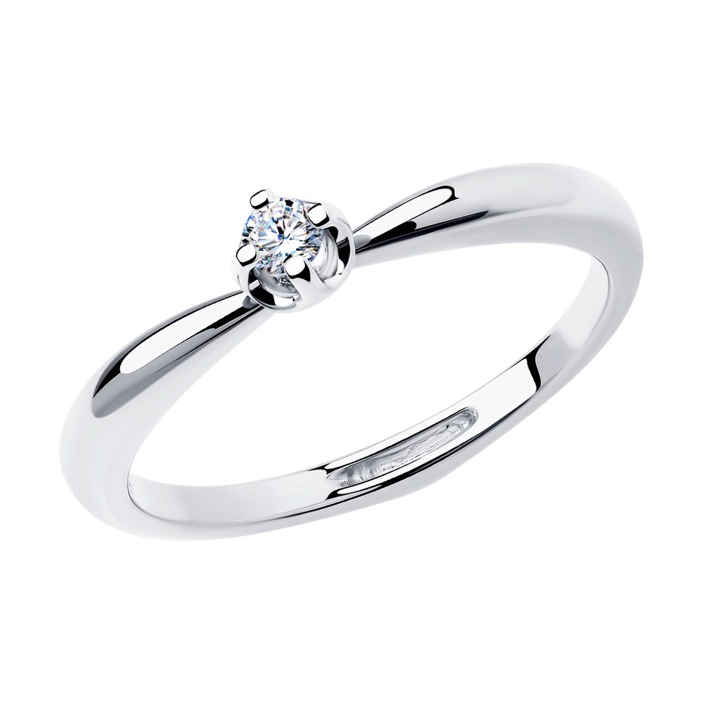 Помолвочное кольцо из белого золота SOKOLOV с бриллиантом 1012172-3