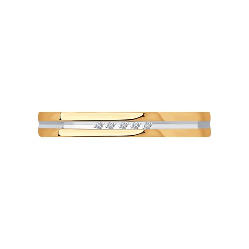 Золотое обручальное кольцо 3,5 мм SOKOLOV с фианитом 110213